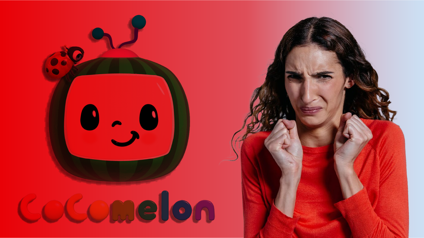 Image of woman looking at cocomelon logo